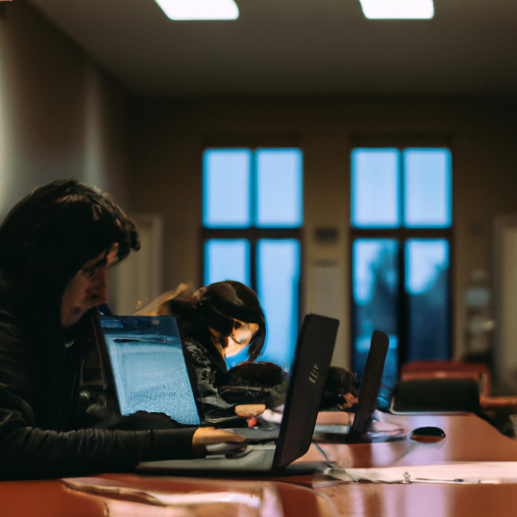 Sala de redacción en Buenos Aires con estudiantes trabajando