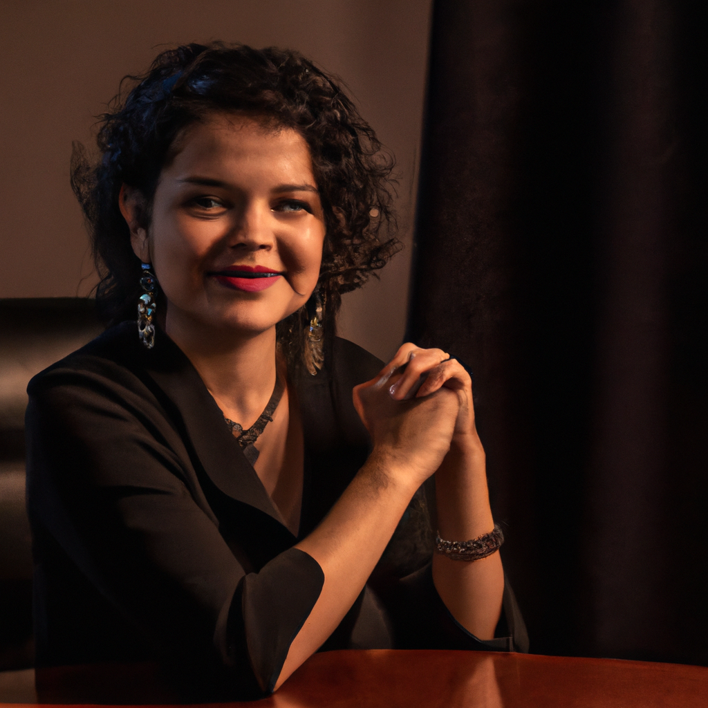 Coordinadora de becas en oficina iluminada